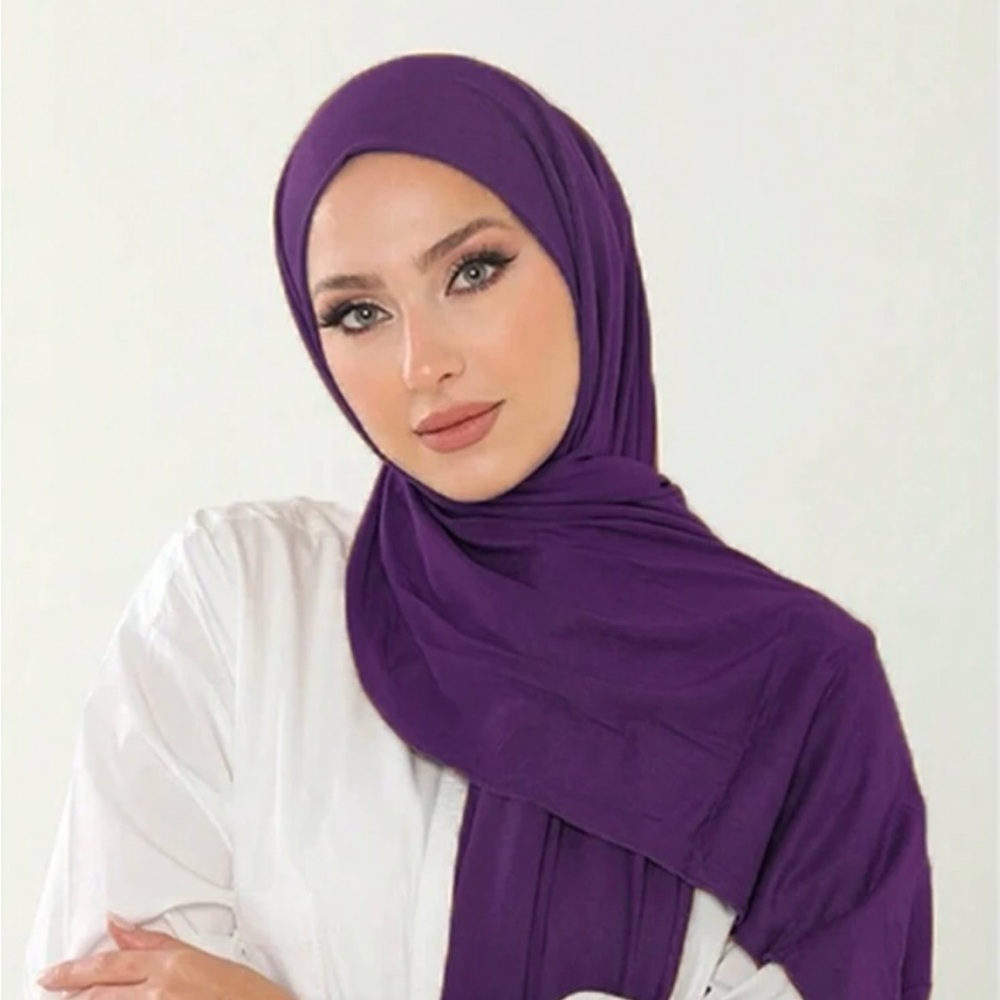 Super soft and stretchy jersey hijabs shawl Purple hijab